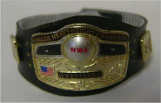 NWA World action figure belt PAINTED & LEATHER STRAP TNA WWE WCW 