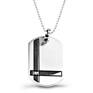   Tag Pendant with Cut out and CZ (simulated diamonds). Jewelry