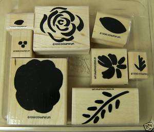 STAMPIN UP FLASHY FLORALS 8 RUBBER STAMPS 1996 2 STEP  