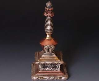 Tibetan Buddhist Bronze Stupa! Meditation Worship Charm  