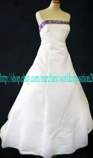 Storage White&Purple Lace up Wedding Dress Size:6 16  
