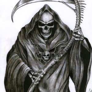  the grim reaper black and white Round Stickers: Arts 