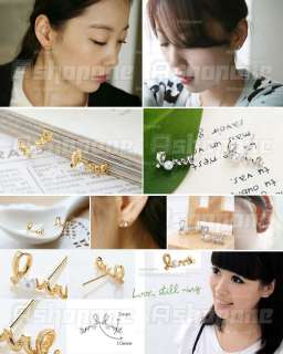 New Gold silver Color love Word With Pearl Studs Earrings  