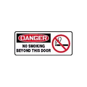   NO SMOKING BEYOND THIS DOOR (W/GRAPHIC) 7 x 17 Adhesive Vinyl Sign