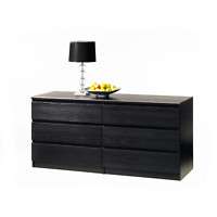 Laguna 6 Drawer Dresser, Black Wood Home Furniture NEW!  