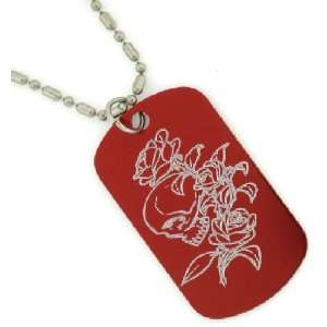  Skull Rose Engraved Dog Tags/GI Tags 30 Chain Free 
