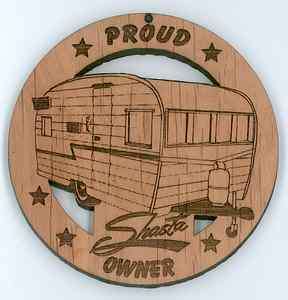 Shasta Travel Trailer Wood Ornament Engraved  