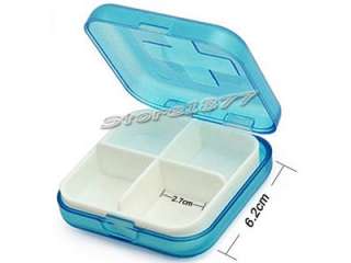 Medicine Organizer in Blue 4 Compartments Pill Box z76b  