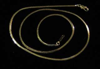 GOLD BEVELED HERRINGBONE CHAIN NECKLACE VARIOUS LENGTHS  