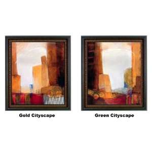   Arts Gold & Green Cityscapes Framed Artwork
