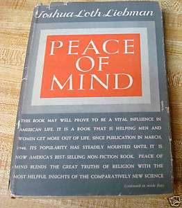 PEACE OF MIND 1946 Joshua Liebman HC/DJ American Life  