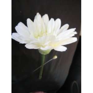  Silk White Daisy Boutonniere Wedding Flower Pearl Pin 