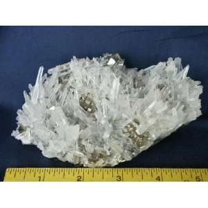 Iron Pyrite on Quartz Crystal Cluster, 8.37.1