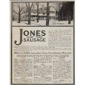  1915 Ad Milo Jones Farm Sausage Farmhouse Fort Atkinson 