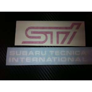 1x STI Racing Decal Sticker (New) Pink/white Size Is 5x1.8 , Letter 