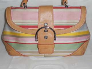 Coach 4438 Small Multicolored Stripes Handbag Tote Purse  