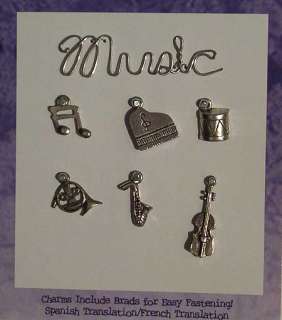 WIRE WORD & CHARMS w/BRADS ~ 9 Designs ~ U PICK  