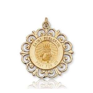   Goldold Pray for Us Ornate Saint Peregrine Medal