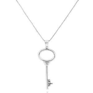  White Sapphire Skeleton Key Pendant with Chain: Jewelry
