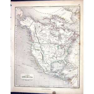   Antique Map 1855 North America Mexico Florida Cuba: Home & Kitchen