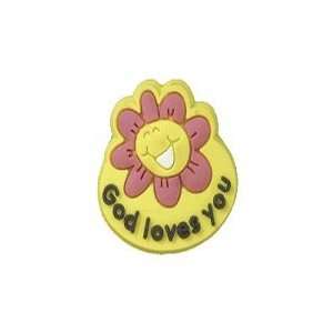   10 god Loves You Flower Good News Shoe Charms Pack of 25