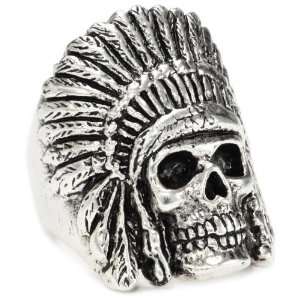 HAN CHOLO Shadow Series Mens Silver Plated Brass Indian Chief Skull 