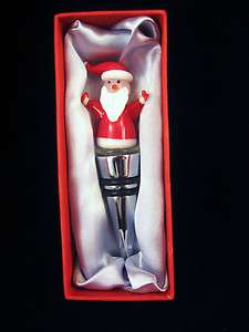  Art Glass Santa Claus Wine Bottle Stopper Gift Box  NEW  