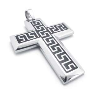  Mens Hail Stainless Steel Cross Pendant Necklace: Jewelry