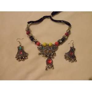 Fashion Jewelry Navratri   Multicolor Oxidized Metal Necklace with 