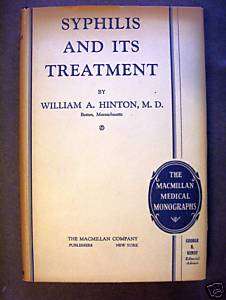 Syphilis Its Treatment William A Hinton Black Americana 1st Medical 