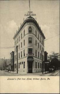 WILKES BARRE PA Lawsons Flat Iron Hotel c1910 Postcard  
