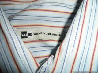 Wilke Rodriguez Mens Dress Shirt 16.5   34 / 35 Light Blue Button 