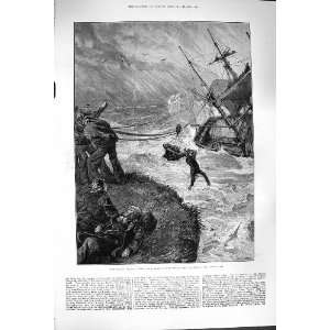  1880 STORMS SEA SHIP WRECK BARQUE BALITHAM PLYMOUTH