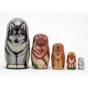  Wolves & Foxes Russian Nesting Doll 5pc./6 Toys & Games