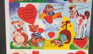 RARE Uncut VTG 50s 60s Valentines Day Card 1/2 Sheet  
