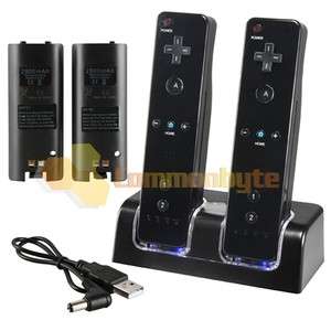   CONTROLLER CHARGER CHARGING DOCK+2 BATTERY PACKS FOR WII Remote BLK