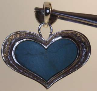 925 Sterling silver heart turquoise love pendant vintage estate 