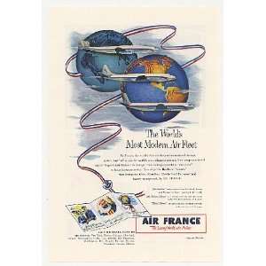  1953 Air France Airlines Most Modern Air Fleet Print Ad 