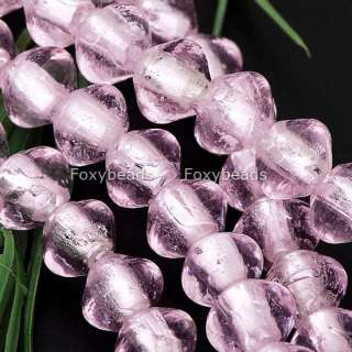 12L PINK LAMPWORK BICONE LOOSE GLASS NEW BEADS 8X10MM  