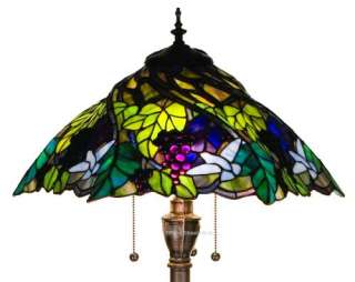 Spiral Grape Tiffany Sty Stained Glass Floor Lamp 64.5  