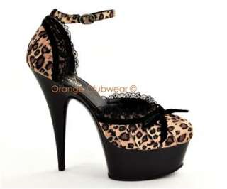 PLEASER Leopard Satin 6 High Heels Womens Pumps Shoes 885487513997 