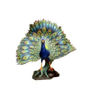  PEACOCK IN COLOR PRINT BRONZE: Home & Kitchen