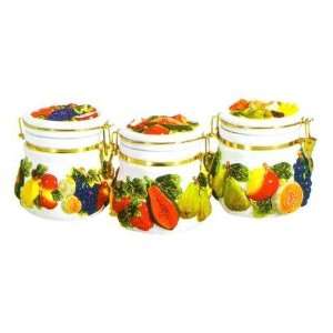  MIXED FRUIT AIRTIGHT 3 Canisters Set 3 D *NEW*