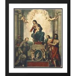  Correggio 28x34 Framed and Double Matted Madonna with St 