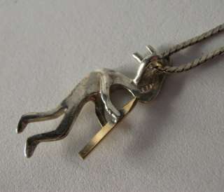 Vintage STERLING SILVER Kokopelli Pendant Necklace and Matching 