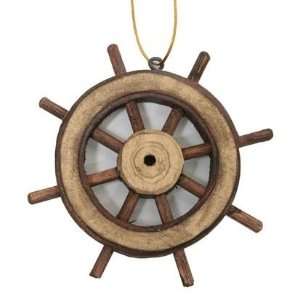  Ship Wheel Wood Carved Ornament, 3 inch: Home & Kitchen
