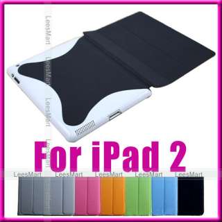 new Black Magnetic Smart Cover with Hard Case for apple iPad 2 16gb 