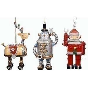  ROBOT Santa Reindeer Snowman Space Age Christmas Ornaments 