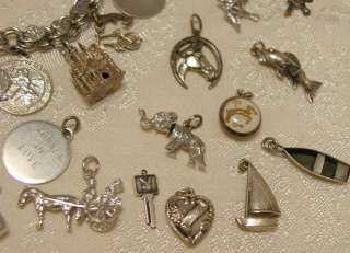 VINTAGE STERLING SILVER CHARMS & BRACELETS TRAVEL HOLIDAY NAUTICAL 