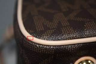 Auth MICHAEL Michael Kors Grayson Large Logo Satchel Brown Handbag 